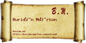 Burián Márton névjegykártya