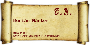 Burián Márton névjegykártya